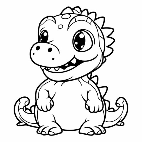 Cute Cartoon Dinosaur for Coloring Book.