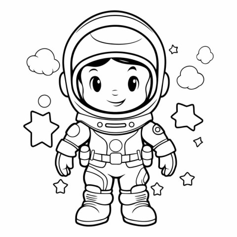 Coloring book for children: astronaut in space suit.