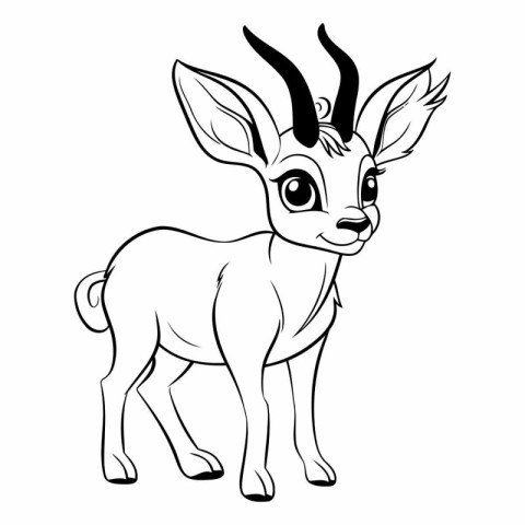 Black and White Cartoon Illustration of Antelope Animal for Colo