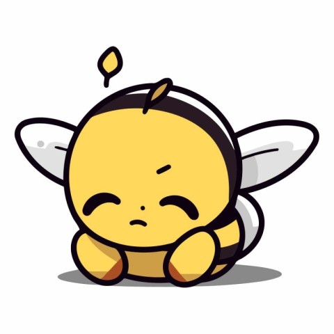 Sleeping Bee Cartoon Character Mascot Vector Illustration.