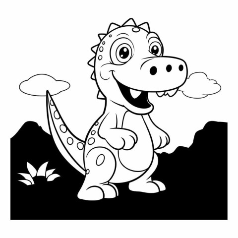 Cute Dinosaur Cartoon Mascot Character Illustration for Coloring