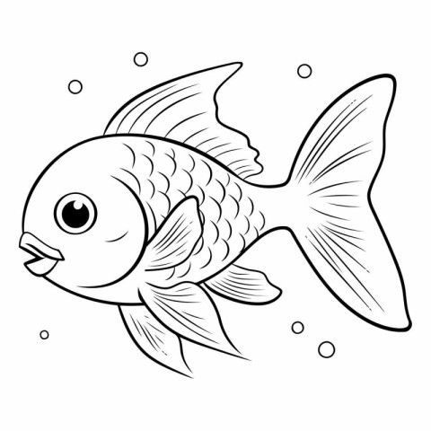 Coloring book for children: cute cartoon fish.