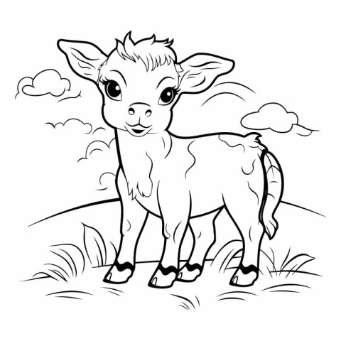 Coloring Page Outline Of Cute Little Baby Cow Cartoon Character