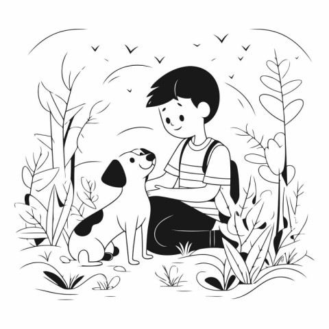 Boy with dog cartoon design. Animal zoo life nature and fauna th