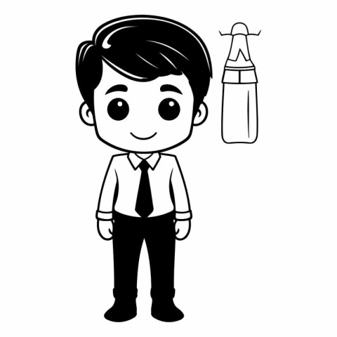 Businessman with bottle of water cartoon vector illustration gra