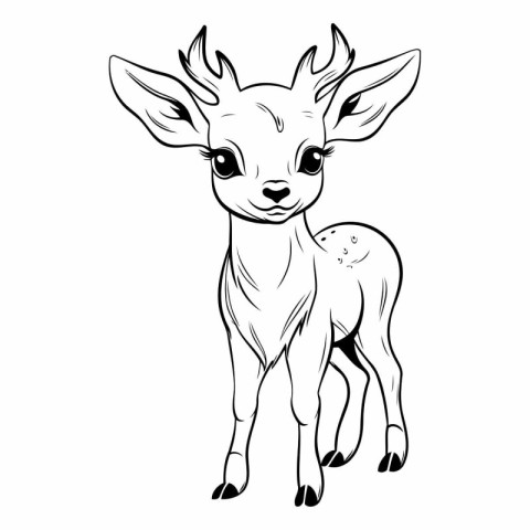 Vector image of a cute deer on a white background. Cartoon style