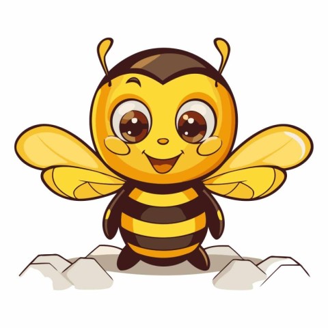 Cute Bee Cartoon Mascot Character on White Background Vector Ill