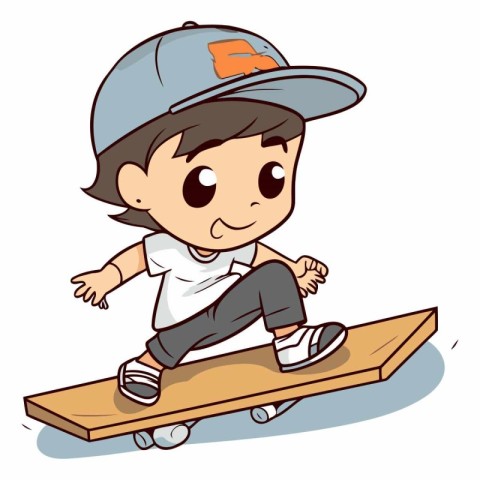 Cartoon boy skateboarding of a boy skateboarding.