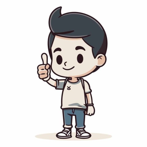 Boy with thumb up hand drawn cartoon vector illustration for you