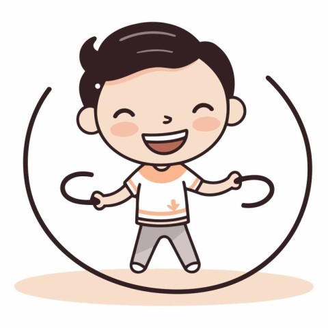 Cute Little Boy Smiling and Waving Hand Vector Illustration