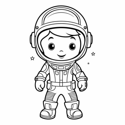 Coloring book for children: astronaut in space suit.