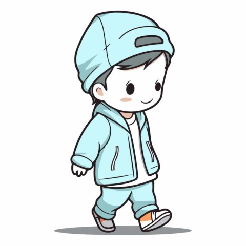 Cute little boy in sportswear walking.