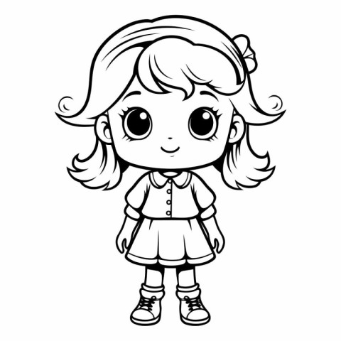 Cute little girl. Coloring book for children.