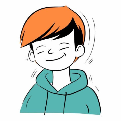 Cute cartoon boy with orange hair and blue jacket.