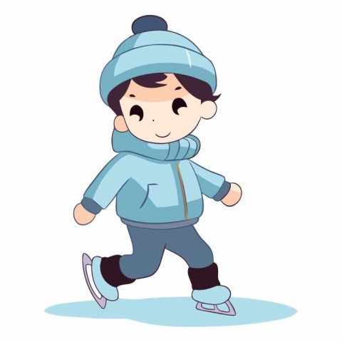 Cute little boy skating on ice. Winter sport.