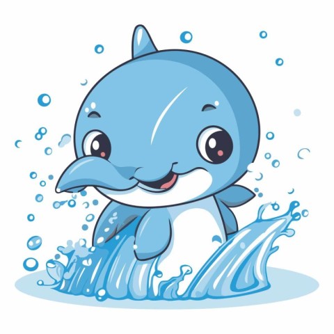 Cute cartoon dolphin of a cute baby dolphin.