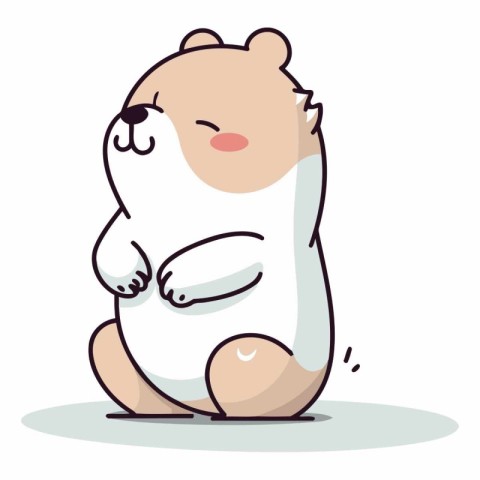 Cute hamster sitting on the ground. Vector cartoon illustration.