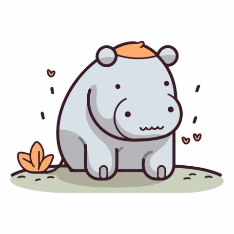 Cute hippopotamus in a flat style.