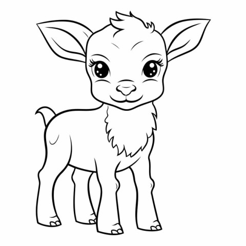 Coloring book for children: cute baby goat.