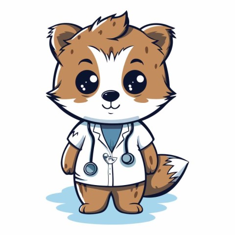 Cute cartoon chipmunk doctor with stethoscope vector illustratio