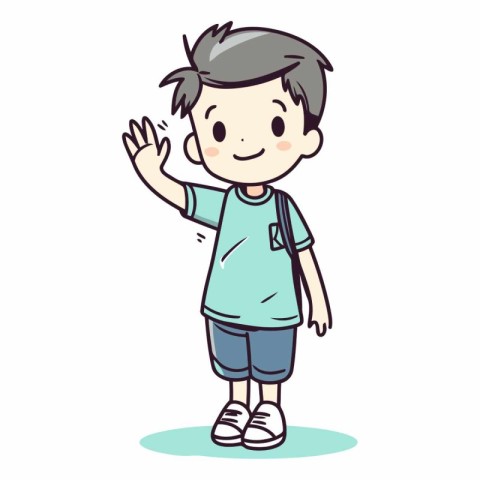 Cute little boy waving his hand for your design.