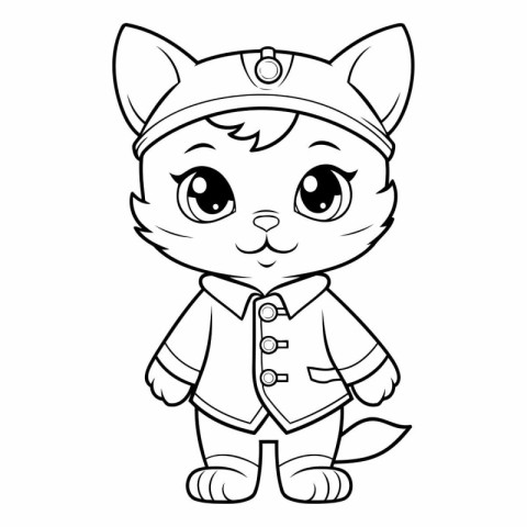 Coloring book for children: Cute cat in a sailor costume