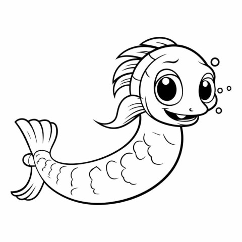 Coloring book for children: Cute cartoon fish.