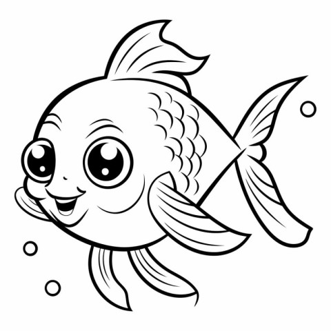 Cute Cartoon Fish Vector Illustration. Coloring Book for Kids