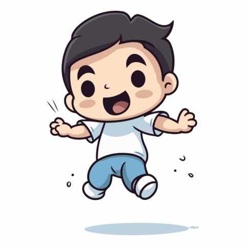 Cute Little Boy Jumping - Cartoon Vector IllustrationÃ¯Â»Â