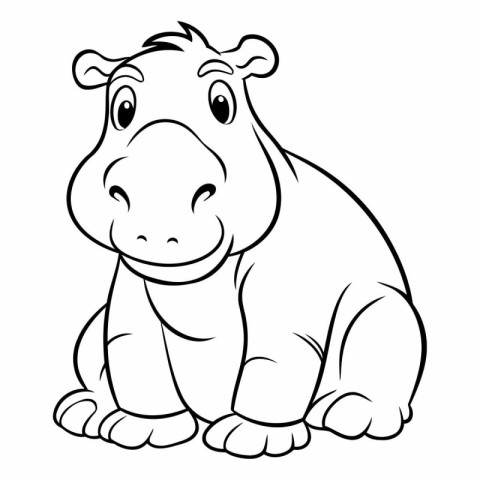 Hippopotamus - Coloring book for adults - vector illustration