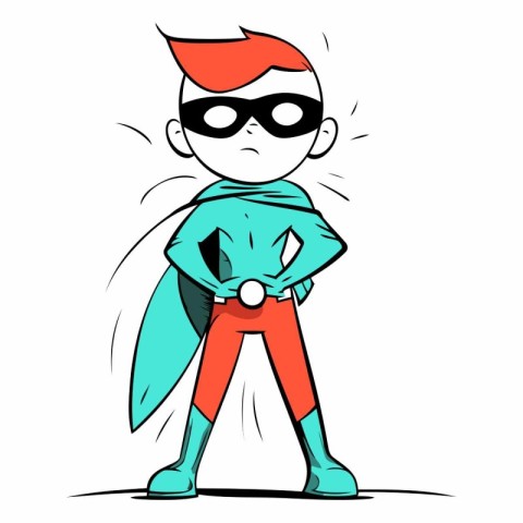 Cartoon superhero of a cartoon superhero with a cape.