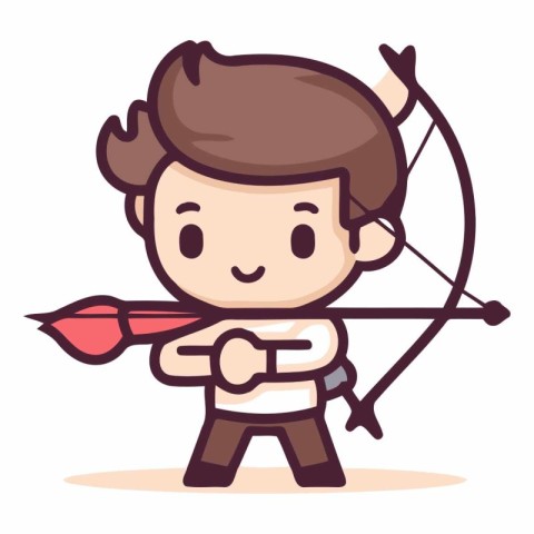 Boy Cupid Arrow Archery Cartoon Character Vector Illustration De