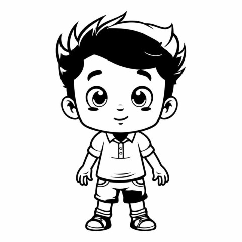 cute little boy with t-shirt cartoon vector illustration graphic