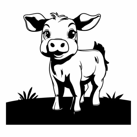 Vector image of a pig on a white background. Farm animal.