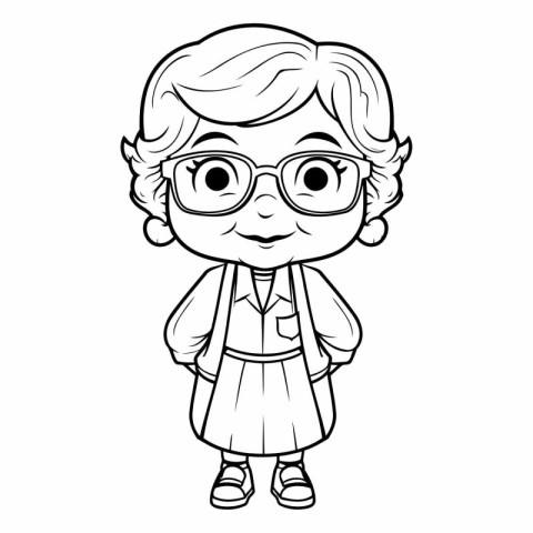 Vector illustration of Cartoon happy little girl with glasses. I