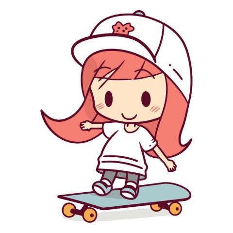 cute little girl riding a skateboard. eps10