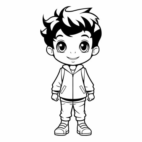 cute little boy with casual clothes. cartoon vector illustration