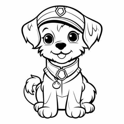 Cute Cartoon Puppy Dog Coloring Book - Vector Illustration