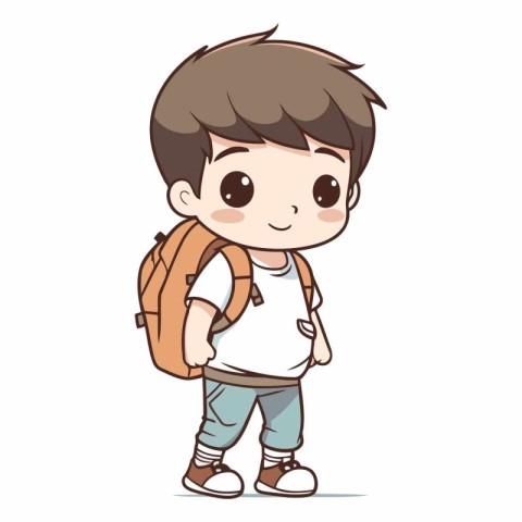 Cute schoolboy with backpack of a little schoolboy.