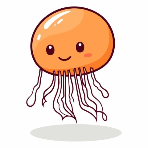 Jellyfish vector illustration. Cute cartoon jellyfish character.