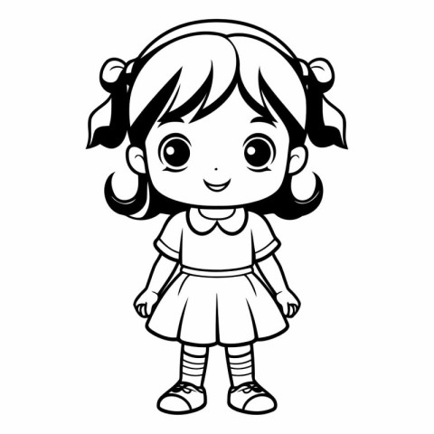 Cute Little Girl Cartoon Mascot Character Vector Illustration.