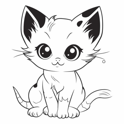 Cute cartoon kitten for coloring book for children.