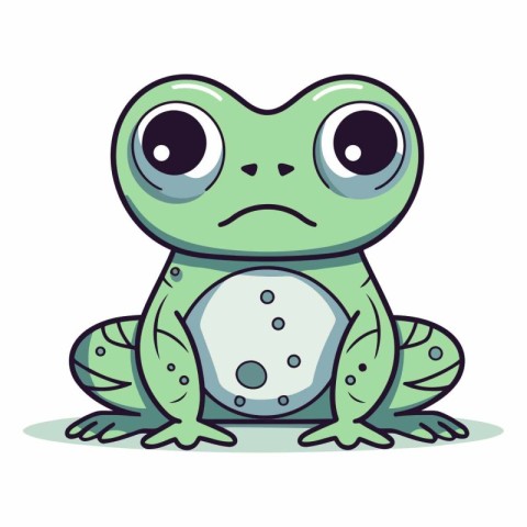 Frog with ball. Cute cartoon character.