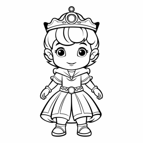 Coloring Page Outline Of a princess with a crown on her head