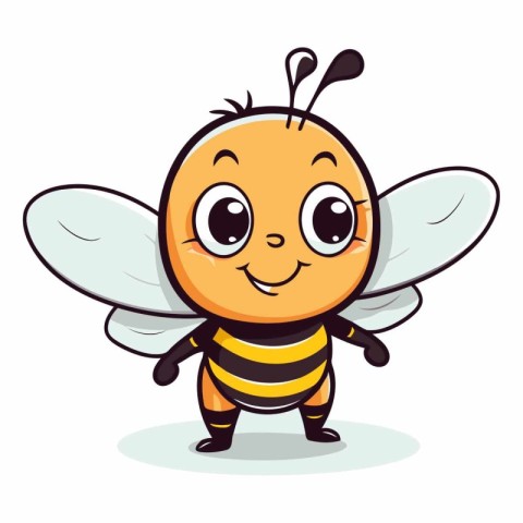 Cute cartoon bee isolated on a white background.