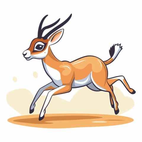 Running gazelle on a white background of antelope.