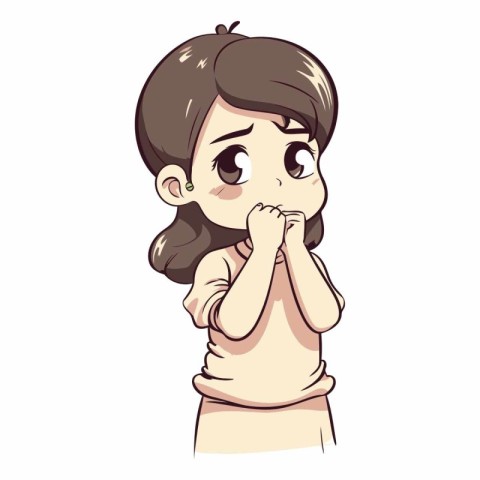 Illustration of a Cute Girl Praying on a White Background