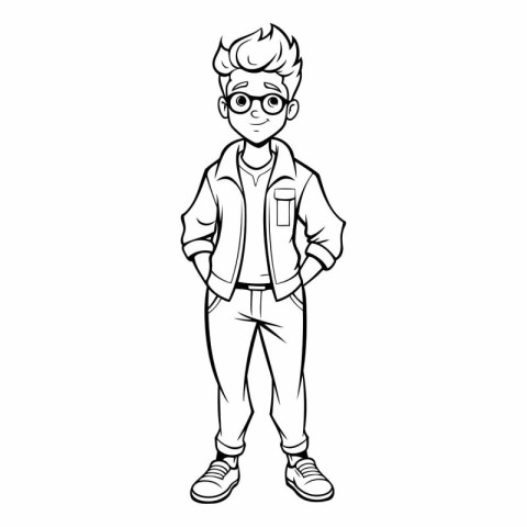 Fashion boy cartoon of a fashion guy with glasses.