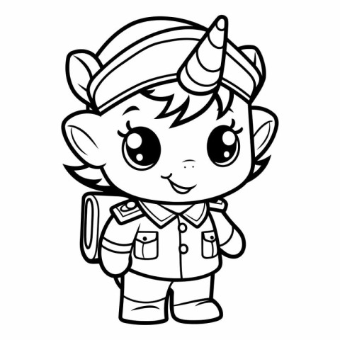 Coloring Page Outline Of Cute Cartoon Unicorn Boy Scout Characte