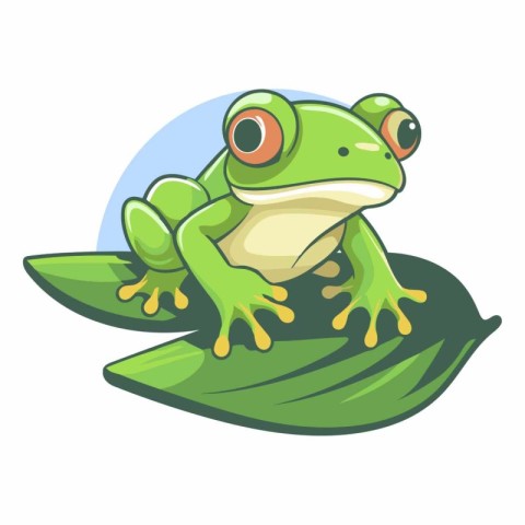 Frog on leaf icon. Cartoon illustration of frog on leaf vector i